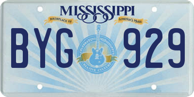 MS license plate BYG929