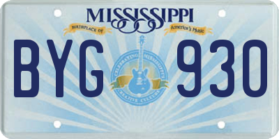 MS license plate BYG930