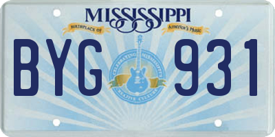 MS license plate BYG931