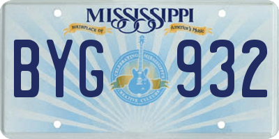 MS license plate BYG932