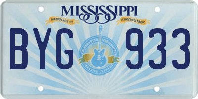 MS license plate BYG933
