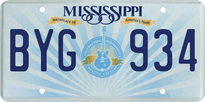 MS license plate BYG934