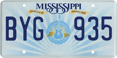 MS license plate BYG935