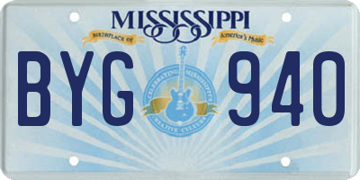 MS license plate BYG940