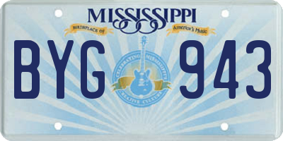 MS license plate BYG943