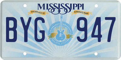 MS license plate BYG947