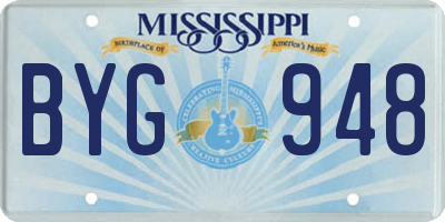 MS license plate BYG948
