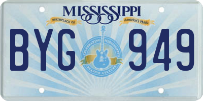 MS license plate BYG949