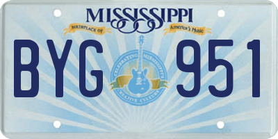 MS license plate BYG951