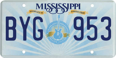 MS license plate BYG953