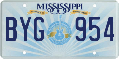 MS license plate BYG954