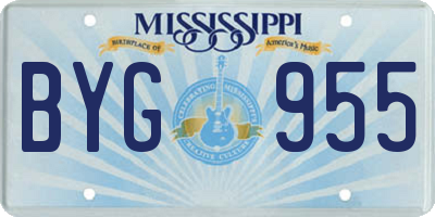 MS license plate BYG955