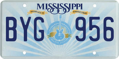 MS license plate BYG956