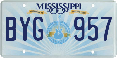 MS license plate BYG957
