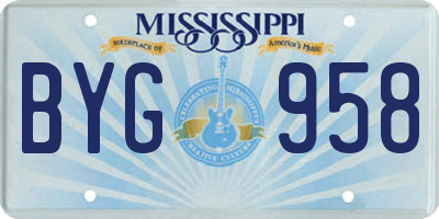 MS license plate BYG958