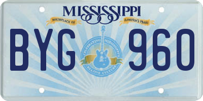 MS license plate BYG960