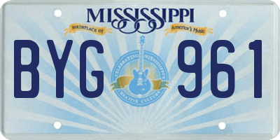 MS license plate BYG961