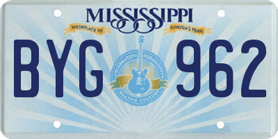 MS license plate BYG962