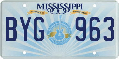 MS license plate BYG963