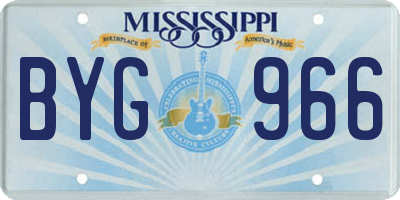 MS license plate BYG966