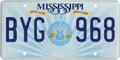 MS license plate BYG968