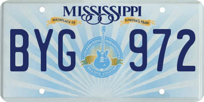 MS license plate BYG972