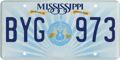 MS license plate BYG973