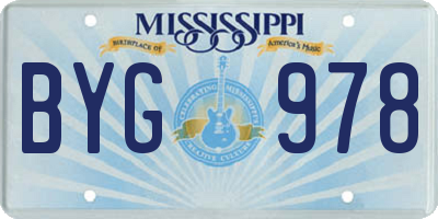 MS license plate BYG978