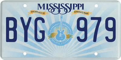 MS license plate BYG979