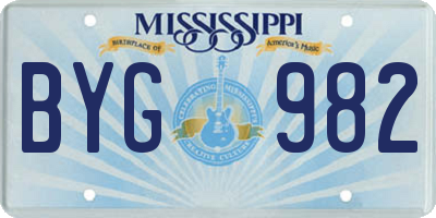 MS license plate BYG982
