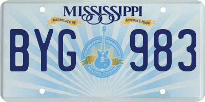 MS license plate BYG983