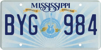 MS license plate BYG984