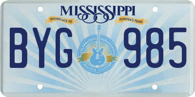 MS license plate BYG985