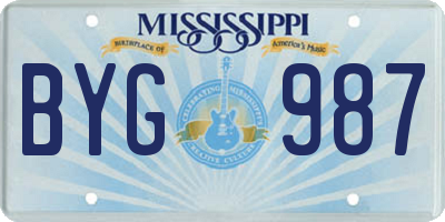 MS license plate BYG987
