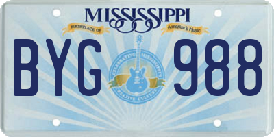 MS license plate BYG988