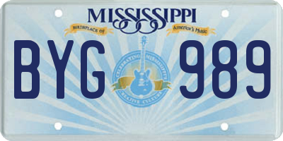 MS license plate BYG989