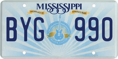 MS license plate BYG990