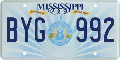 MS license plate BYG992