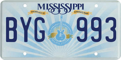 MS license plate BYG993