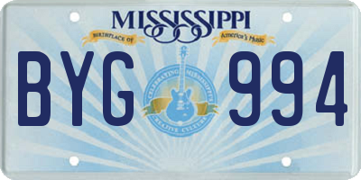 MS license plate BYG994