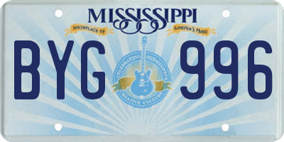 MS license plate BYG996