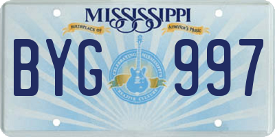 MS license plate BYG997