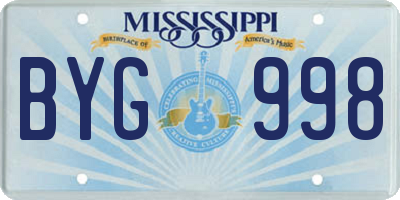 MS license plate BYG998