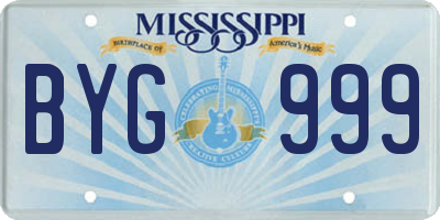 MS license plate BYG999