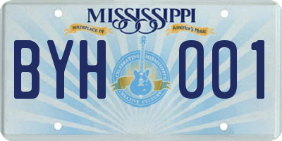 MS license plate BYH001