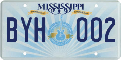 MS license plate BYH002