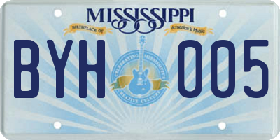 MS license plate BYH005