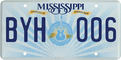 MS license plate BYH006