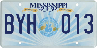 MS license plate BYH013