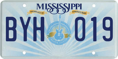 MS license plate BYH019